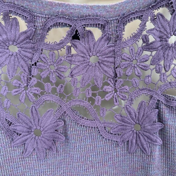 American Eagle Outfitters Womens Lace Thermal Knit  Long Sleeve Size L Purple - Picture 4 of 11